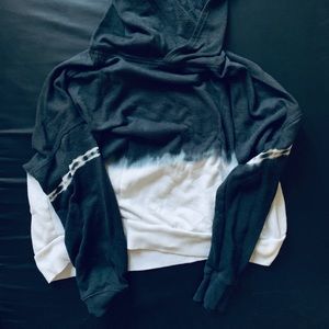 Dark Gray & White Tie Dye Hoodie Loose Fit